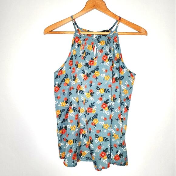 🌻3 for $18 Paper Moon Blue Floral Sleeveless Top - Picture 1 of 4